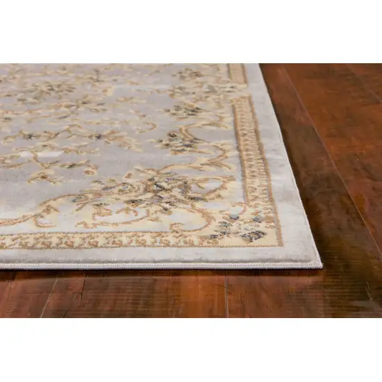 Light Grey Floral Indoor Area Rug Photo 5