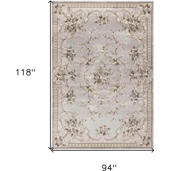 Light Grey Floral Indoor Area Rug Photo 3