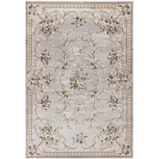 Light Grey Floral Indoor Area Rug Photo 2