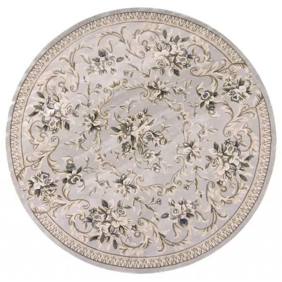 Light Grey Floral Round Indoor Area Rug Photo 1