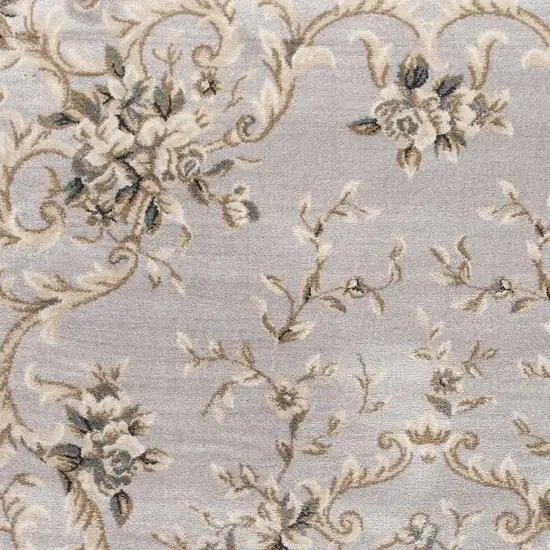 Light Gray Floral Area Rug Photo 7