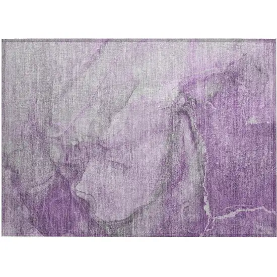 Lilac Abstract Washable Non Skid Indoor Outdoor Area Rug Photo 2