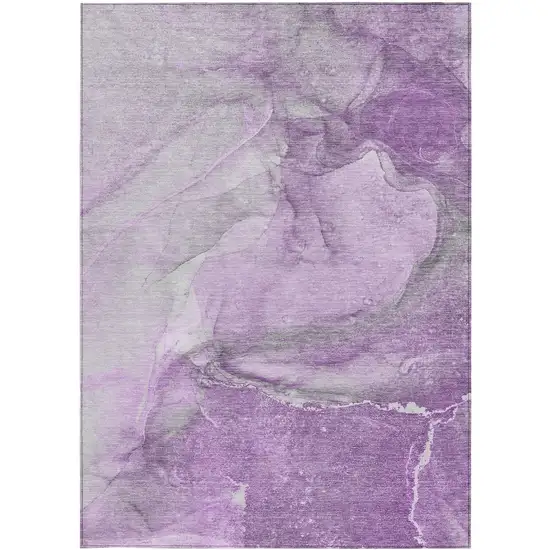 Lilac Abstract Washable Non Skid Indoor Outdoor Area Rug Photo 5