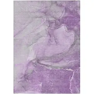 Photo of Lilac Abstract Washable Non Skid Indoor Outdoor Area Rug