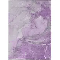 Photo of Lilac Abstract Washable Non Skid Indoor Outdoor Area Rug