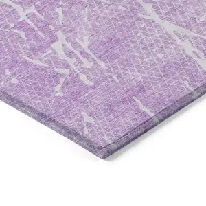 Photo of Lilac And Ivory Abstract Washable Indoor Outdoor Area Rug