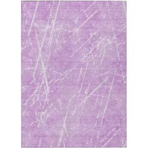 Photo of Lilac And Ivory Abstract Washable Indoor Outdoor Area Rug