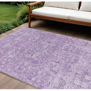 Photo of Lilac And Purple Floral Washable Indoor Outdoor Area Rug