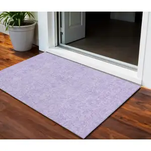 Photo of Lilac And Purple Floral Washable Indoor Outdoor Area Rug