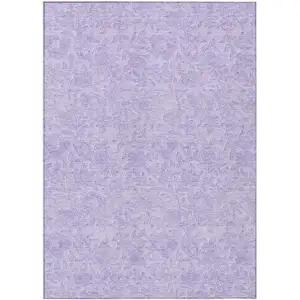 Photo of Lilac And Purple Floral Washable Indoor Outdoor Area Rug