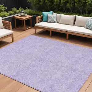 Photo of Lilac And Purple Floral Washable Indoor Outdoor Area Rug