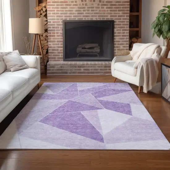 Lilac And Purple Geometric Washable Indoor Outdoor Area Rug Photo 7