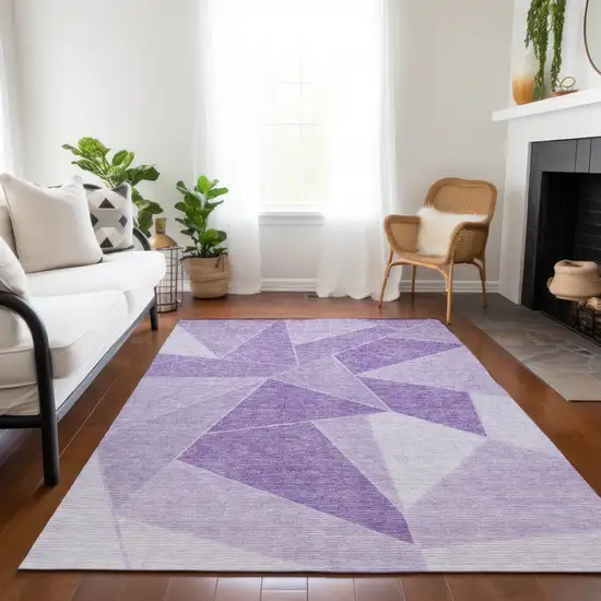 Lilac And Purple Geometric Washable Indoor Outdoor Area Rug Photo 8