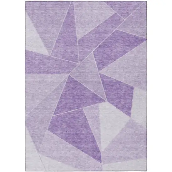 Lilac And Purple Geometric Washable Indoor Outdoor Area Rug Photo 1