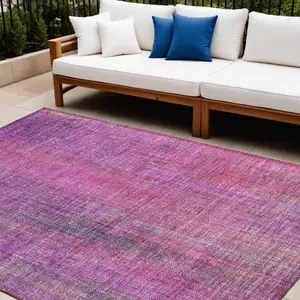 Photo of Lilac Striped Washable Non Skid Indoor Outdoor Area Rug