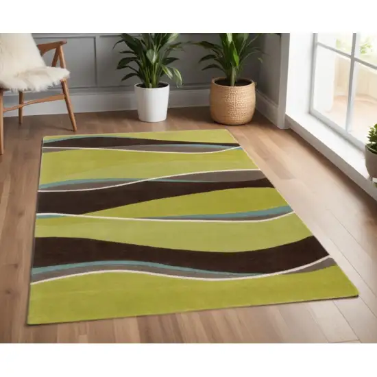 Lime And Mocha Wool Handmade Area Rug Photo 2