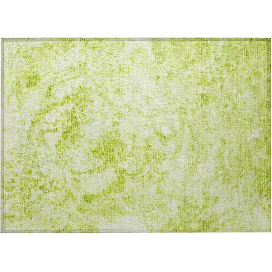 Lime Green Abstract Washable Non Skid Indoor Outdoor Area Rug Photo 4