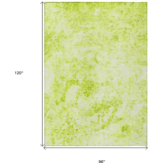 Lime Green Abstract Washable Non Skid Indoor Outdoor Area Rug Photo 3