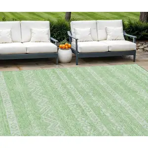 Photo of Lime Green And Green Southwestern Washable Indoor Outdoor Area Rug