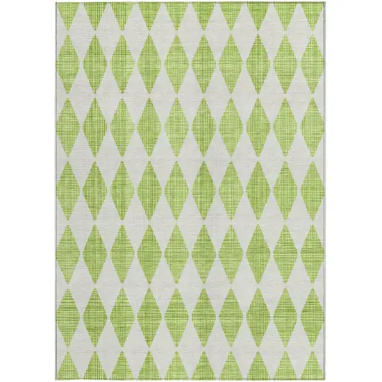 Lime Green Geometric Washable Indoor Outdoor Area Rug Photo 6