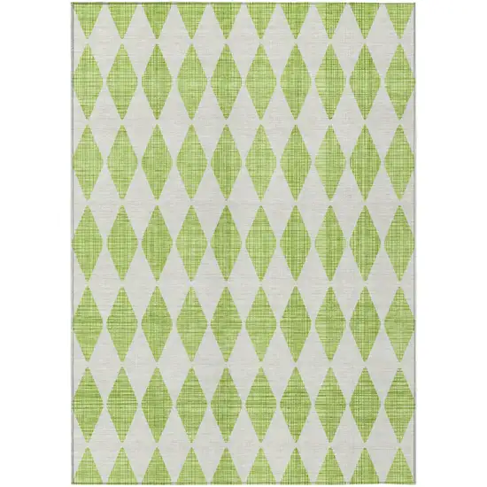 Lime Green Geometric Washable Indoor Outdoor Area Rug Photo 2