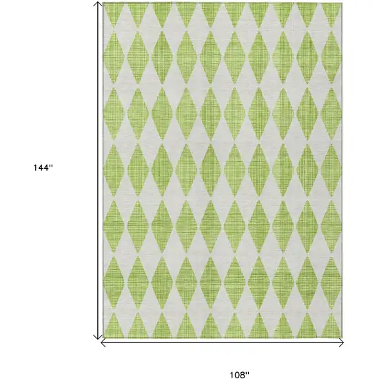 Lime Green Geometric Washable Indoor Outdoor Area Rug Photo 3