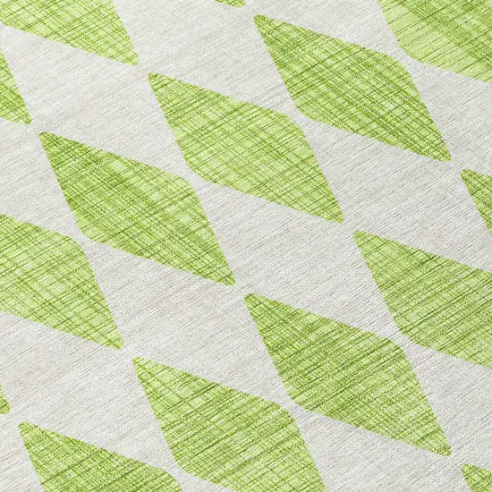 Lime Green Geometric Washable Indoor Outdoor Area Rug Photo 5