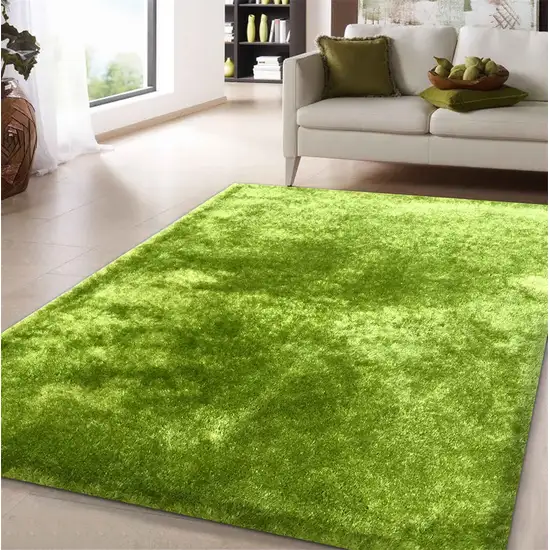 Lime Green Shag Hand Tufted Area Rug Photo 5