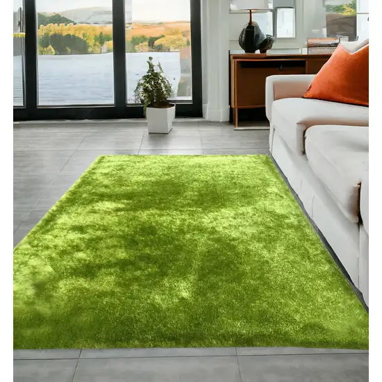 Lime Green Shag Hand Tufted Area Rug Photo 1