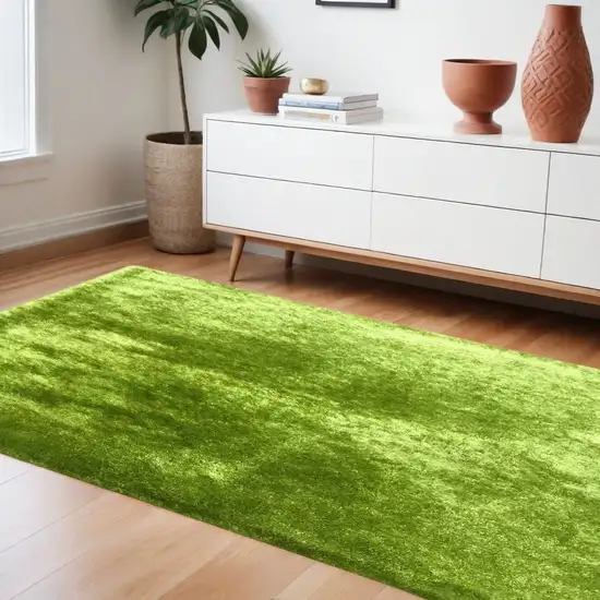 Lime Green Shag Hand Tufted Area Rug Photo 1