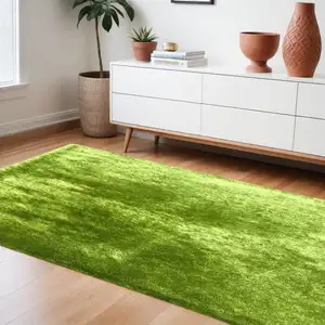 Photo of Lime Green Shag Hand Tufted Area Rug