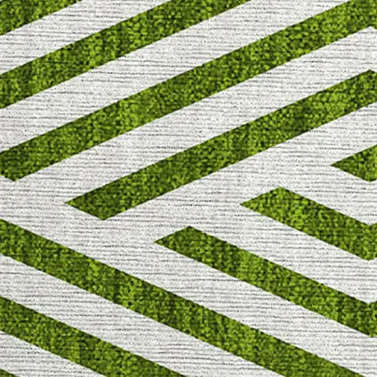 Lime Green and White Geometric Washable Non Skid Indoor Outdoor Area Rug Photo 5