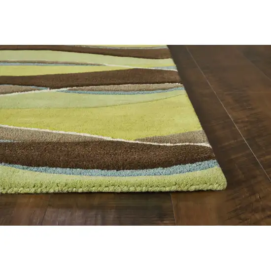 Lime Mocha Hand Tufted Abstract Waves Indoor Area Rug Photo 4