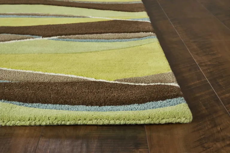 Lime Mocha Hand Tufted Abstract Waves Indoor Area Rug Photo 4