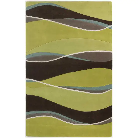 Lime Mocha Hand Tufted Abstract Waves Indoor Area Rug Photo 1