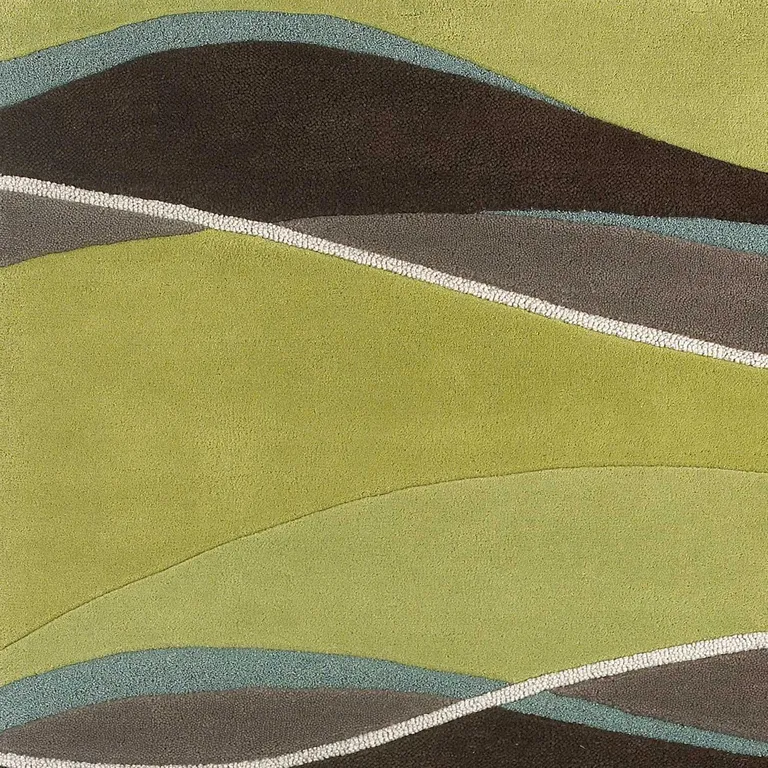 Lime Mocha Hand Tufted Abstract Waves Indoor Area Rug Photo 3