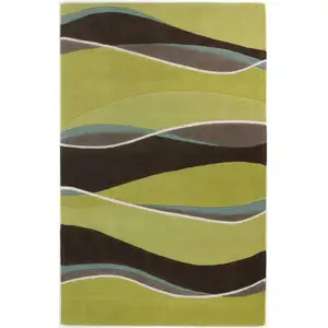 Photo of Lime or Mocha Waves Wool Area Rug