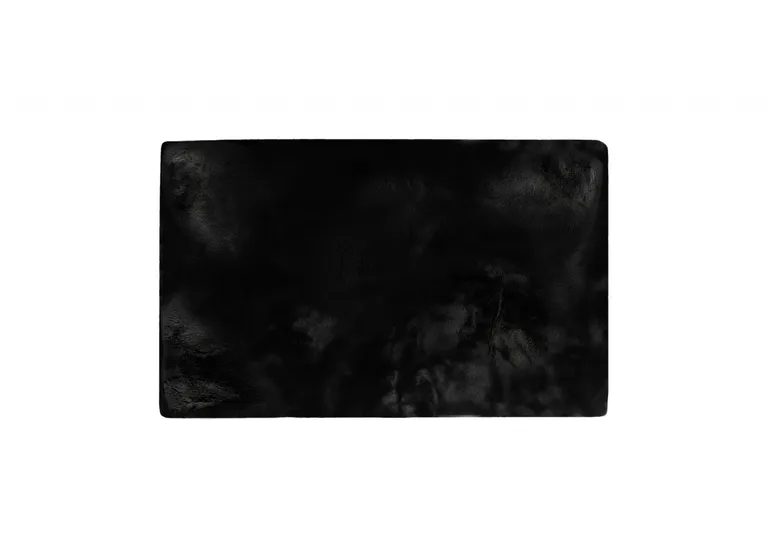 Luxe Faux Rabbit Fur Rectangular Rug    - Black Photo 1