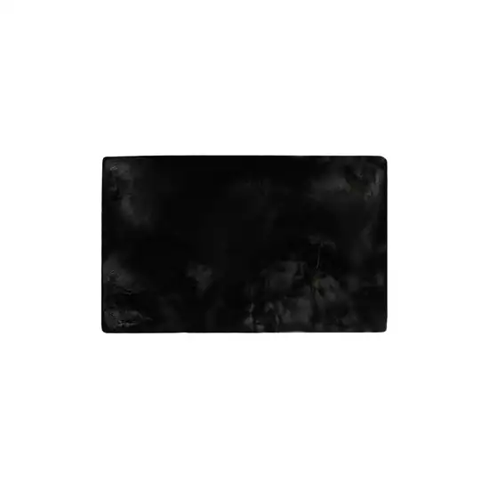 Luxe Faux Rabbit Fur Rectangular Rug    - Black Photo 1