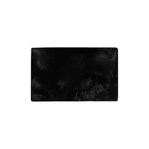 Photo of Luxe Faux Rabbit Fur Rectangular Rug    - Black