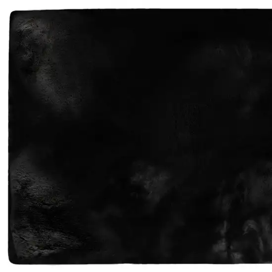 Luxe Faux Rabbit Fur Rectangular Rug    - Black Photo 6