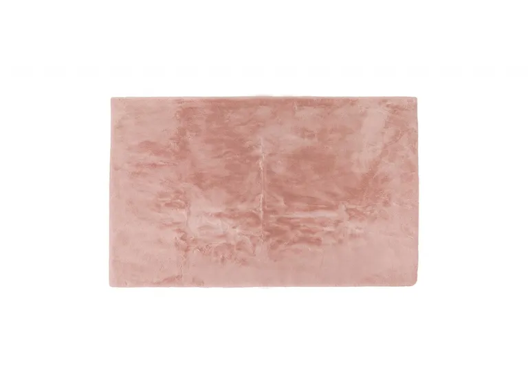 Luxe Faux Rabbit Fur Rectangular Rug    - Blush Pink Photo 1