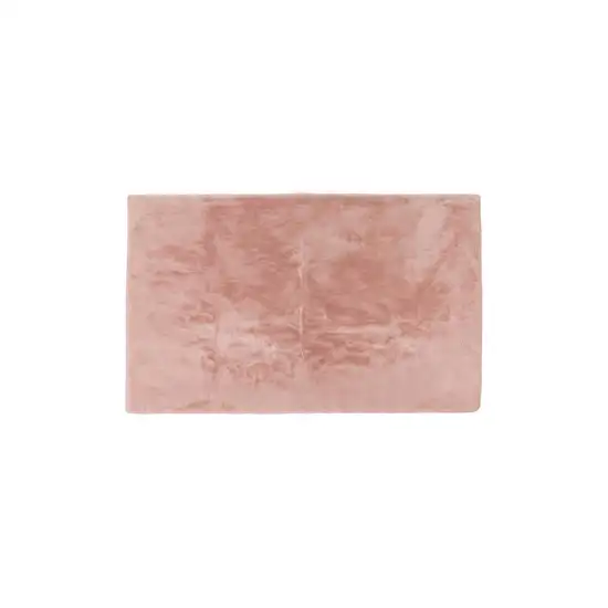 Luxe Faux Rabbit Fur Rectangular Rug    - Blush Pink Photo 1