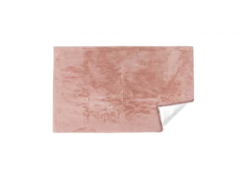 Luxe Faux Rabbit Fur Rectangular Rug    - Blush Pink Photo 2