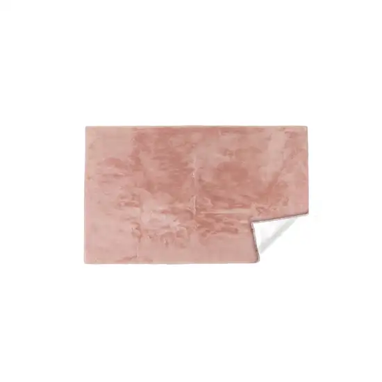 Luxe Faux Rabbit Fur Rectangular Rug    - Blush Pink Photo 2