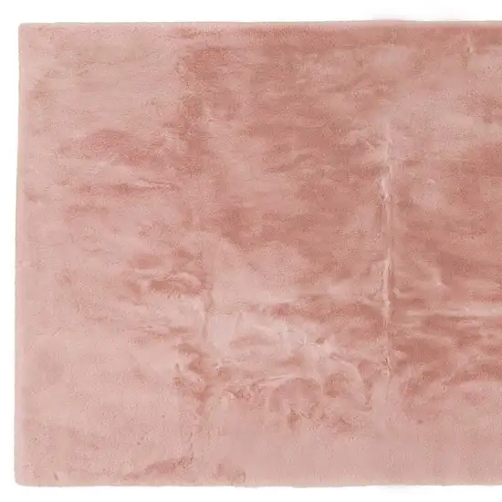 Luxe Faux Rabbit Fur Rectangular Rug    - Blush Pink Photo 6