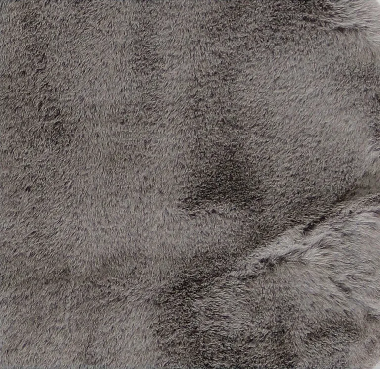 Luxe Faux Rabbit Fur Rectangular Rug    - Grey Photo 3