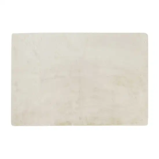 Luxe Faux Rabbit Fur Rectangular Rug    - Ivory Photo 1