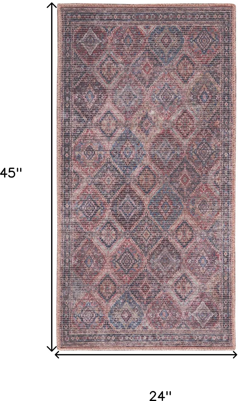 Maroon Oriental Power Loom Distressed Washable Area Rug Photo 5