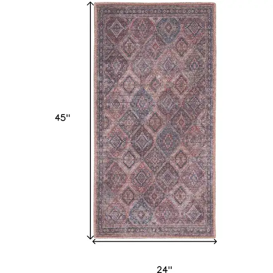 Maroon Oriental Power Loom Distressed Washable Area Rug Photo 5